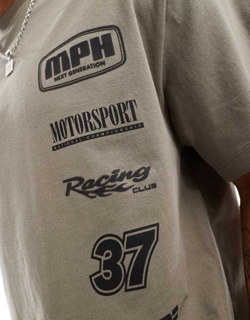 Bershka - T-shirt met motocrossprint in antraciet, 3 van 4