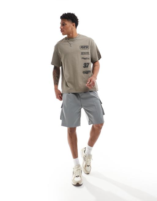 Bershka - T-shirt met motocrossprint in antraciet, 4 van 4