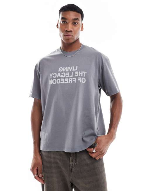 Bershka - T-shirt met print in grijs