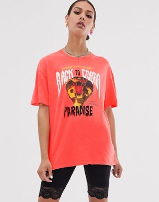 Bershka - T-shirt met print in oranje