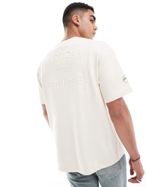 Bershka - T-shirt met print van zware stof in ecru