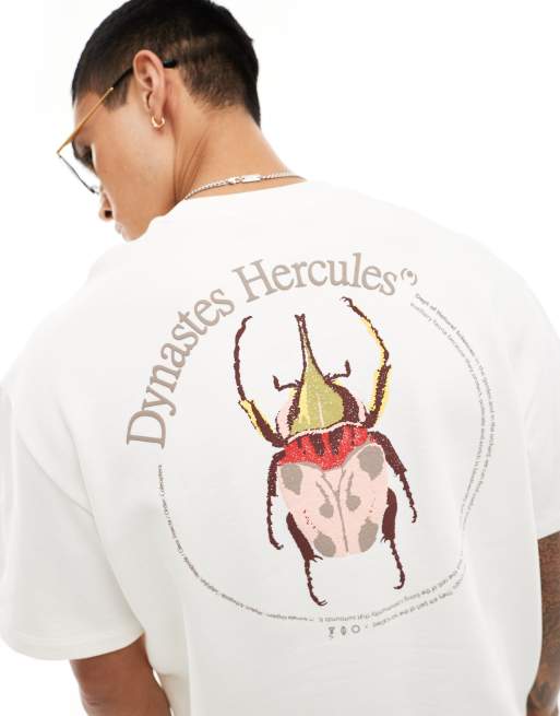 Bershka - T-shirt met rechte pasvorm en grafische print op de achterkant in wit
