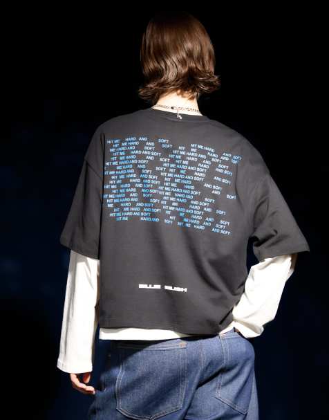 Bershka - T-shirt nera a maniche corte con stampa Billie Eilish - view 1