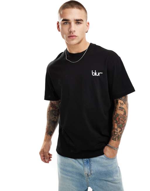 Bershka - T-shirt nera con stampa Blur sulla schiena, 2 di 4