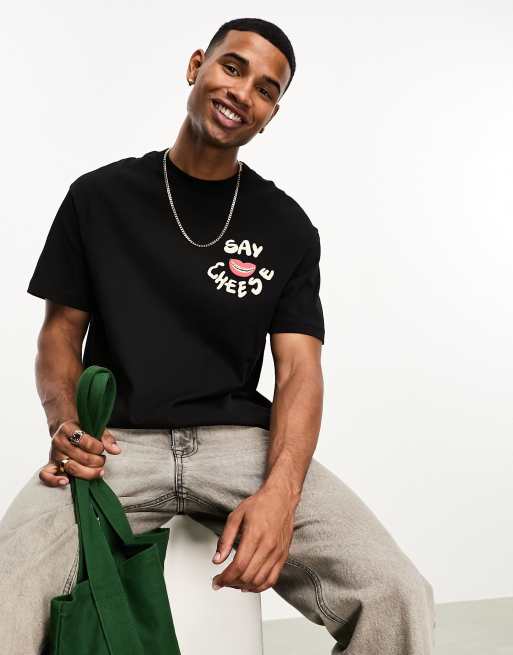 Bershka - T-shirt nera con stampa floreale sul retro, 2 di 4