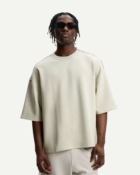 Bershka - T-shirt oversize à manches courtes - Beige - view 1