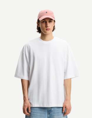 Bershka - T-shirt oversize à manches courtes - Blanc