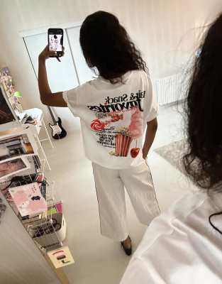 T-shirt oversize à manches courtes - Blanc S