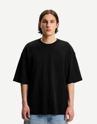 Bershka - T-shirt oversize à manches courtes - Noir