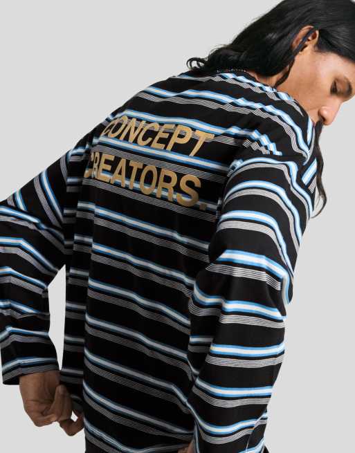 Bershka - T-shirt oversize à manches longues - Bleu jean