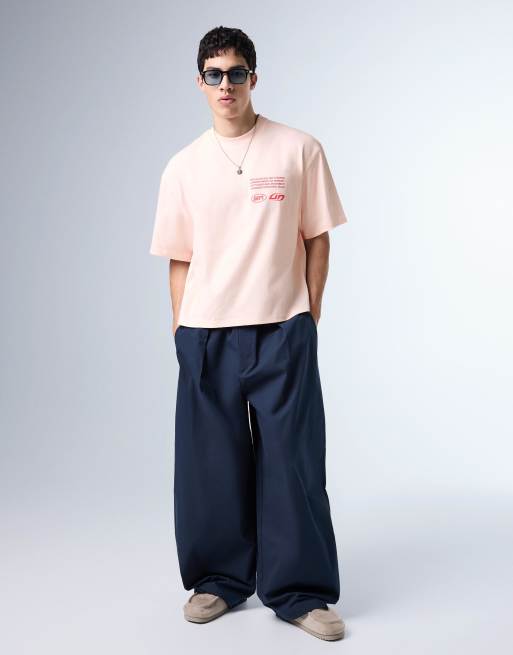 Bershka - T-shirt oversize coupe carrée à imprimé - Rose, 4 de 4