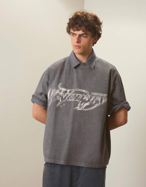 Bershka - T-shirt oversize coupe carrée - Noir - view 1