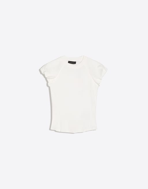 Bershka t-shirt raglan à manches ballon blanc, 5 de 5