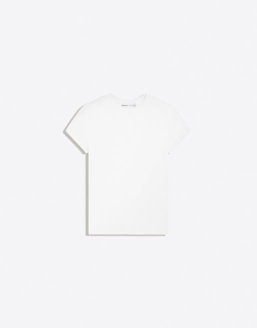 Bershka - T-shirt ras de cou à manches courtes - Blanc, 6 de 6