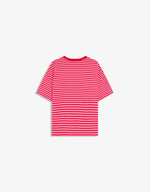 Bershka - T-shirt rosa squadrata con stampa, 2 di 4