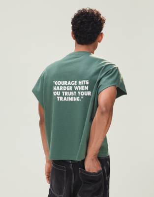 Bershka - T-shirt sans manches oversize avec imprimé - Bleu