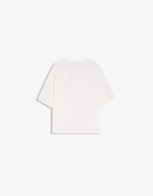 Bershka - T-shirt squadrata a maniche corte bianca, 4 di 4