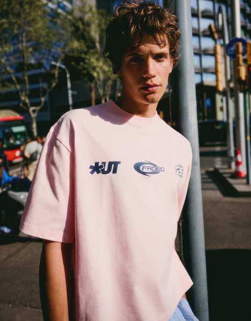 Bershka - T-shirt squadrata rosa con stampa, 2 di 3