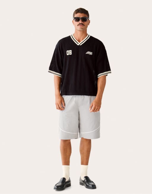Bershka - T-shirt style sport rétro - Noir, 2 de 4