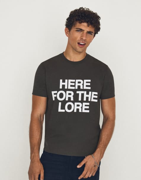 Bershka - T-shirt taglio piccolo grigio scuro con stampa - view 1