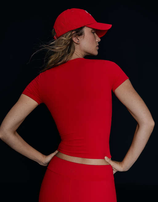 Bershka t-shirt technique à manches courtes en rouge, 3 de 5