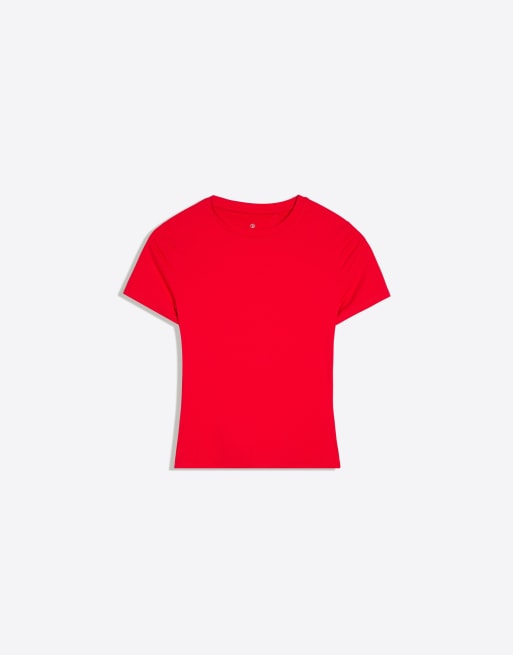 Bershka t-shirt technique à manches courtes en rouge, 5 de 5