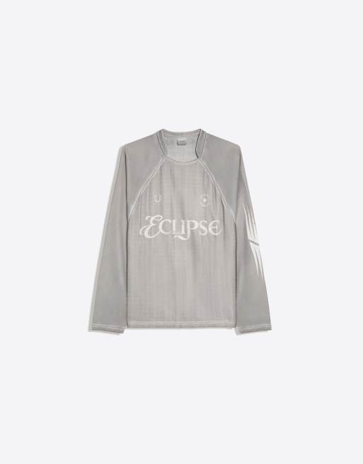 Bershka t-shirt technique à manches longues gris, 5 de 6