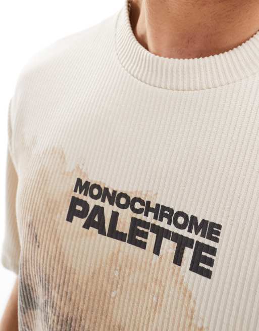 Bershka - T-shirt texturé à imprimé - Écru, 2 de 4
