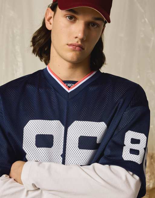 Bershka - T-shirt van mesh met lange mouwen in denimblauw, 4 van 4