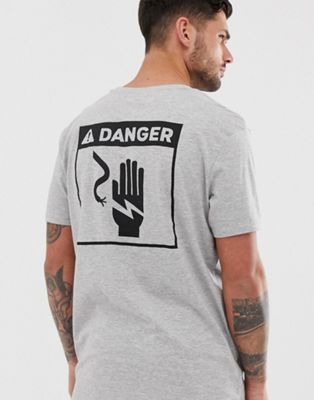 Bershka - T-shirt with High voltage-print op de achterkant in grijs