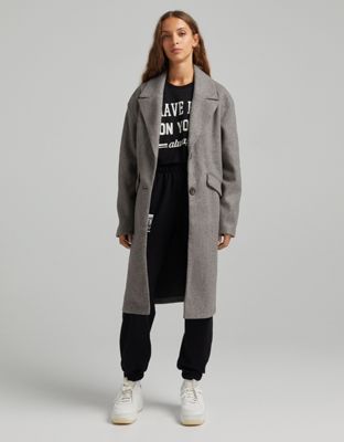 Bershka tailored coat in grey