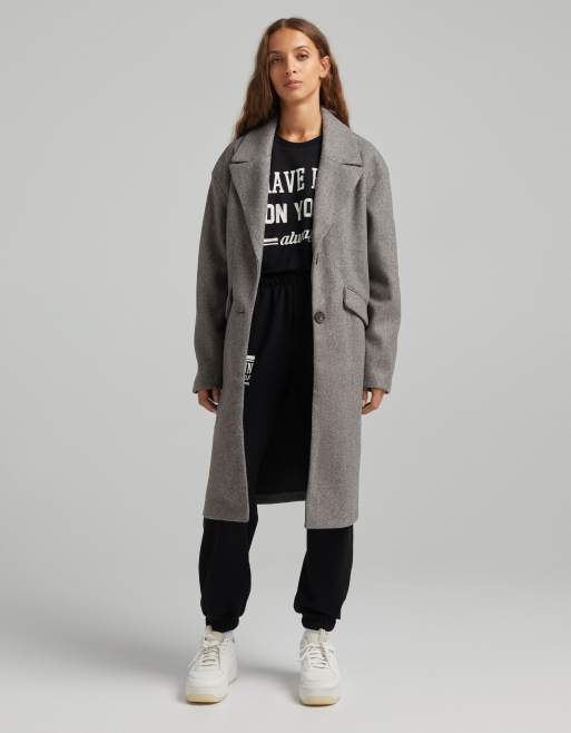 Bershka tailored coat in grey 