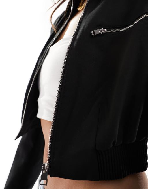 Bershka tailored cropped jacket in black