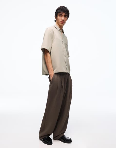 Bershka tailored fit set in sand - view 1