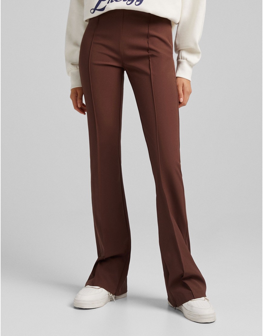 Bershka tailored flare in chocolate brown - part of a set