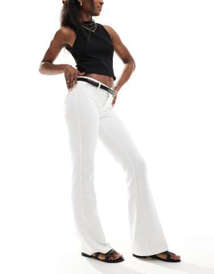 Bershka Tailored Flared Pants In Off White