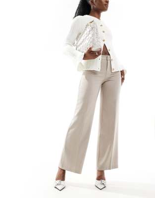 tailored pants in beige melange-Gray