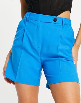 Bershka tailored shorts co-ord in blue
