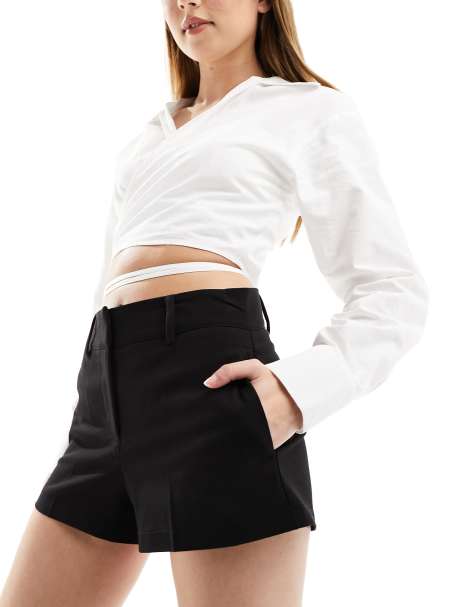 WOMENS BLACK HIGH WAISTED SHORTS