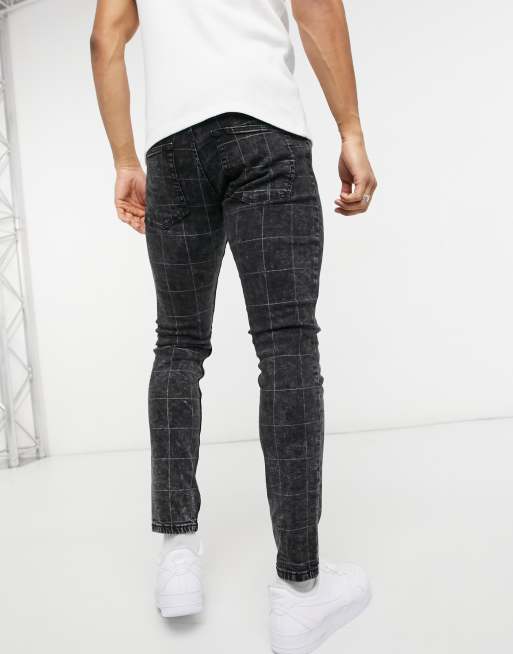 Bershka tailored skinny fit trousers in light grey check, 2 of 4