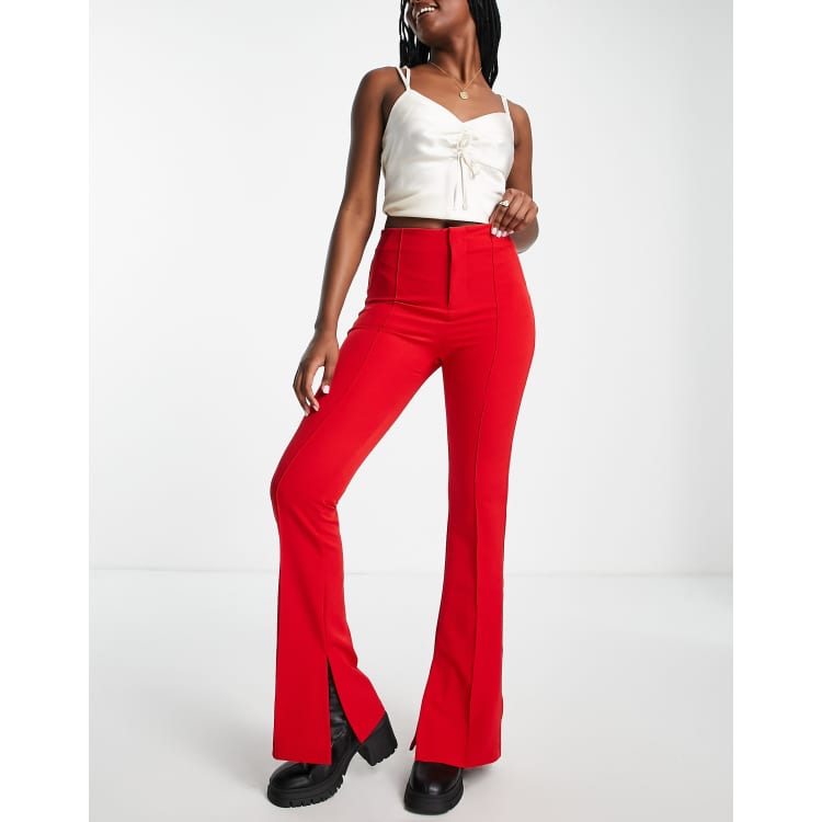 Red flare hot sale leg pants