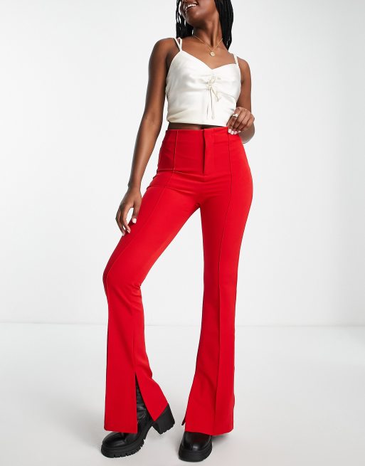 Red cheap split pants