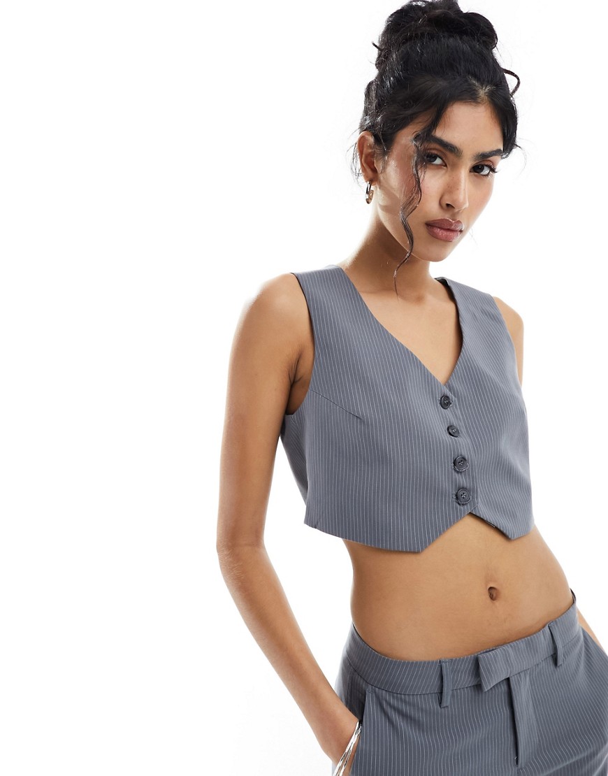 Bershka Tailored Suit Vest In Gray - Part Of A Set