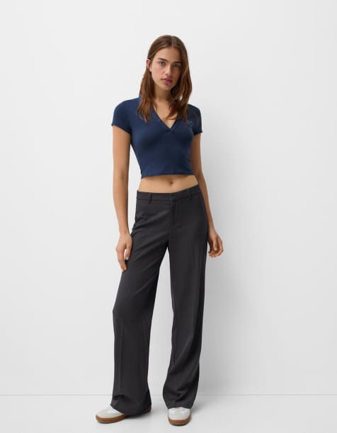 Bershka tailored trouser in slate grey - view 1