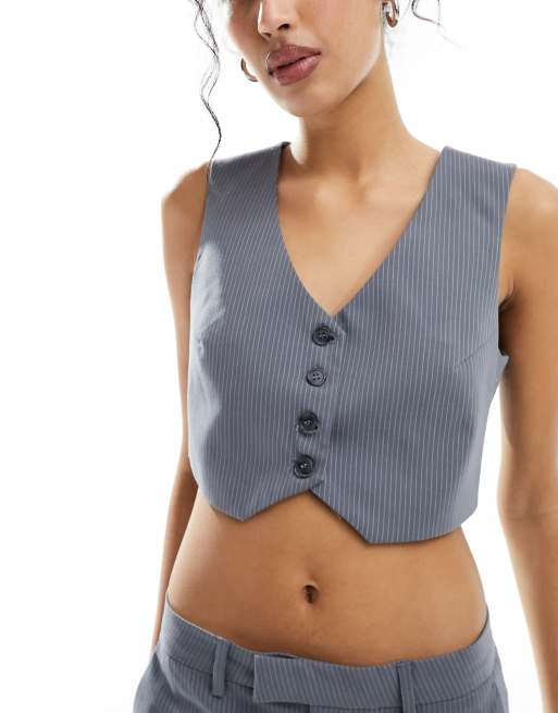 Bershka tailored waistcoat co ord in grey