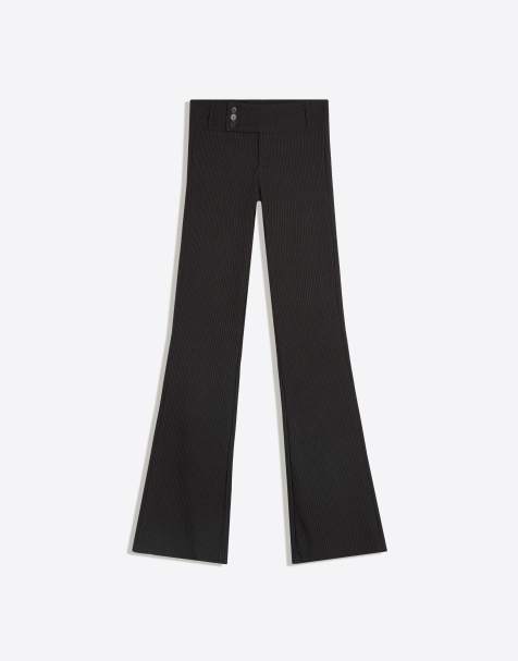Bershka Tall bengaline flared trousers in black - view 1