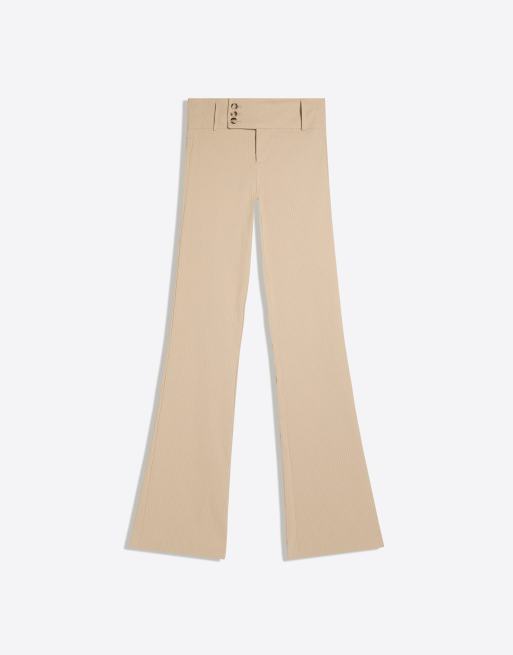 Bershka Tall bengaline flared trousers in ecru, 5 of 5