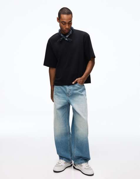 Bershka Tall – Blå superbaggy jeans - view 1