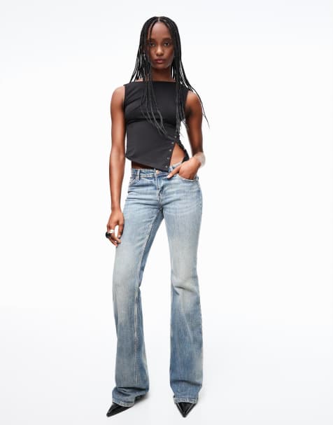 Bershka Tall - Bootcut jeans met lage taille in blauw - view 1