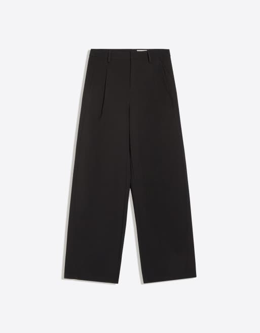 Bershka Tall bukser i dobbelt stof med indsnit i sort, 5 af 5